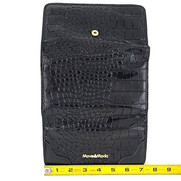 Move&Moda Black Patent Mock-Croc Trifold Wallet  Clutch - Picture 11 of 13